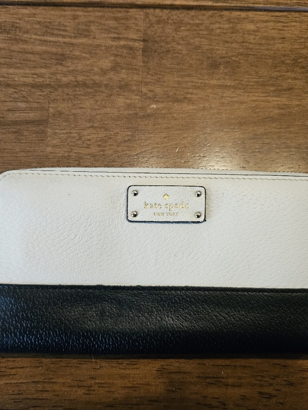 kate spade Two-Tone Black and Off  White Zip Wallet